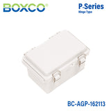 Boxco P-Series 6.30 x 8.27 x 5.12 Inches(160 x 210 x 130mm) Plastic Enclosure, IP67, IK08, ABS, Grey Cover, Molded Hinge and Latch Type