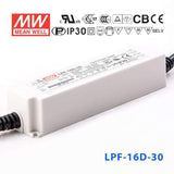 Mean Well LPF-16D-30 Power Supply 16W 30V - Dimmable 540mA