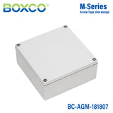 Boxco M-Series 7.09 x 7.09 x 2.95 Inches(180 x 180 x 75mm) Plastic Enclosure, IP67, IK08, ABS, Grey Cover, Screw Type