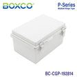 Boxco P-Series 7.48 x 11.02 x 5.51 Inches(190 x 280 x 140mm) Plastic Enclosure, IP67, IK08, PC, Grey Cover, Molded Hinge and Latch Type