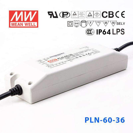 Mean Well PLN-60-36 Power Supply 60W 36V - IP64 1.7A