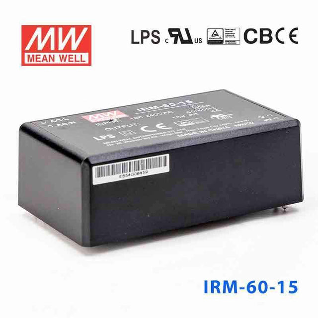 Mean Well IRM-60-15 Switching Power Supply 60W 15V 4A - Encapsulated