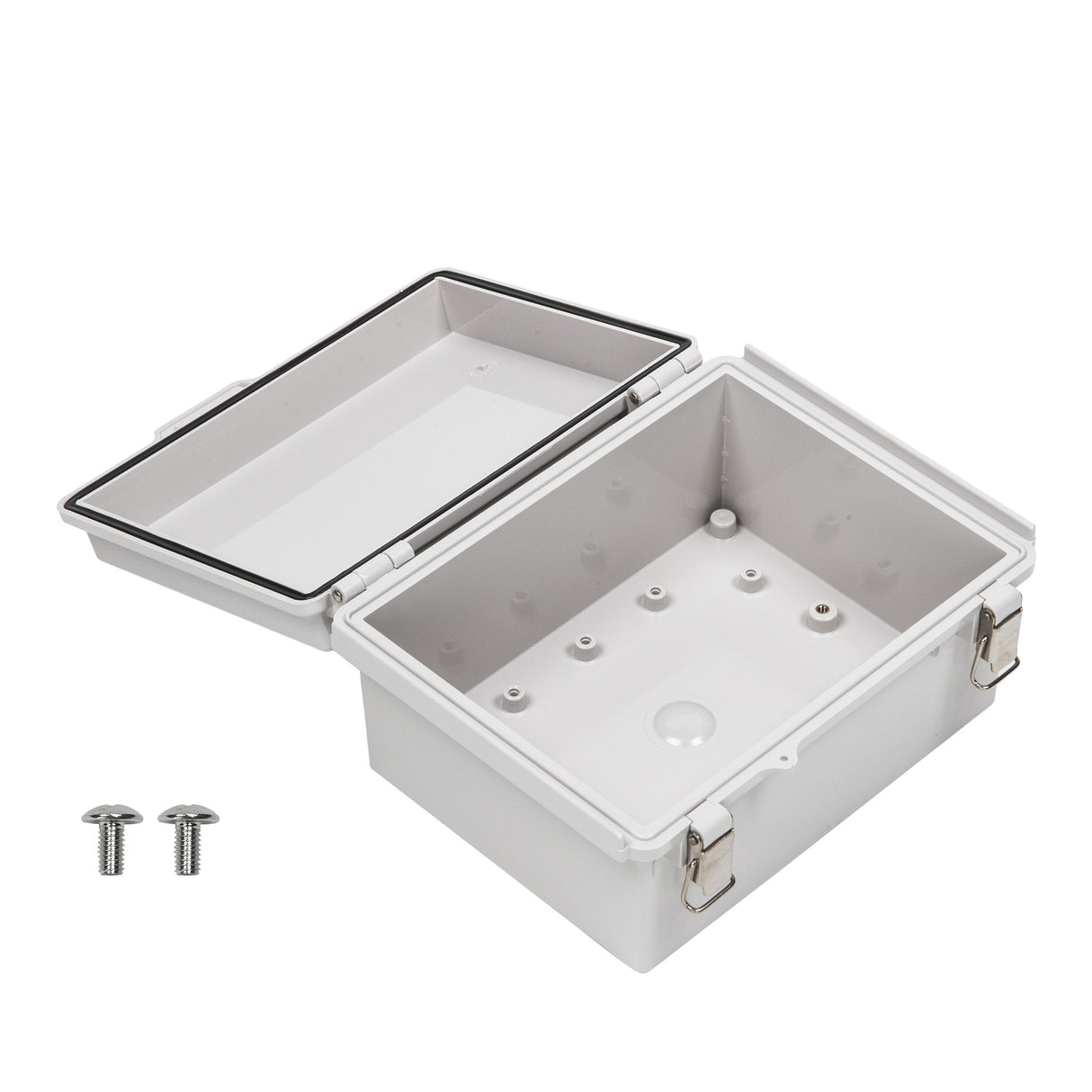 Boxco P-Series 6.69 x 8.66 x 4.33 Inches(170 x 220 x 110mm) Plastic Enclosure, IP67, IK08, ABS, Grey Cover, Molded Hinge and Latch Type - PHOTO 3