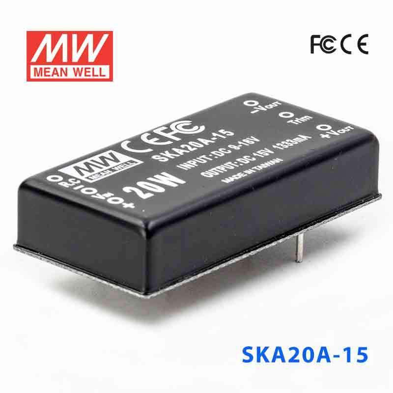 Mean Well SKA20A-15 DC-DC Converter - 20W - 9~18V in 15V out 1.33A