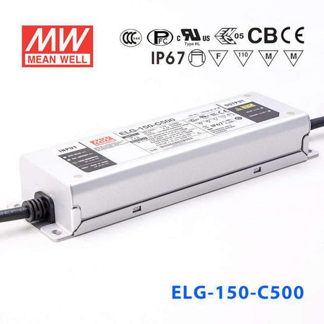 Mean Well ELG-150-C500AB Power Supply 150W 500mA - Adjustable and Dimmable