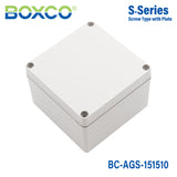 Boxco S-Series 5.91 x 5.91 x 3.94 Inches(150x150x100mm) Plastic Enclosure, IP67, IK08, ABS, Grey Cover, Screw Type