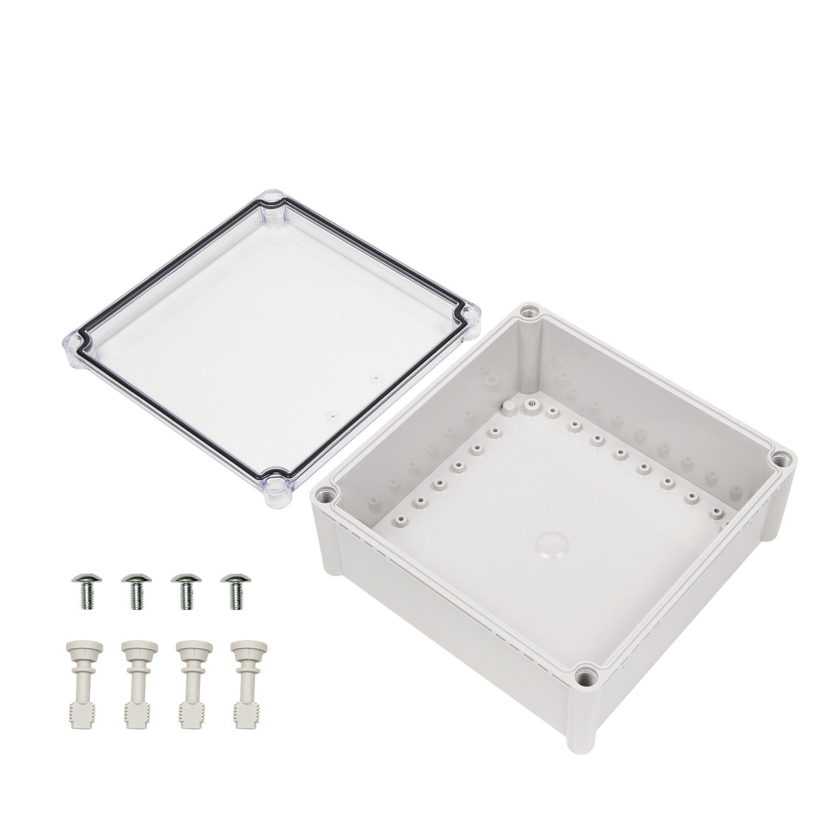 Boxco S-Series 11.02 x 11.02 x 5.12 Inches(280x280x130mm) Plastic Enclosure, IP67, IK08, PC, Transparent Cover, Screw Type - PHOTO 2