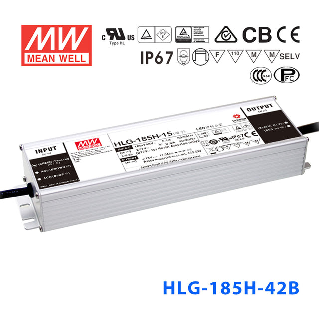 Mean Well HLG-185H-42AB Power Supply 185W 42V - Adjustable and Dimmable 4.4A