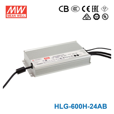 Mean Well HLG-600H-24AB Power Supply 600W 24V - Adjustable and Dimmable 25A