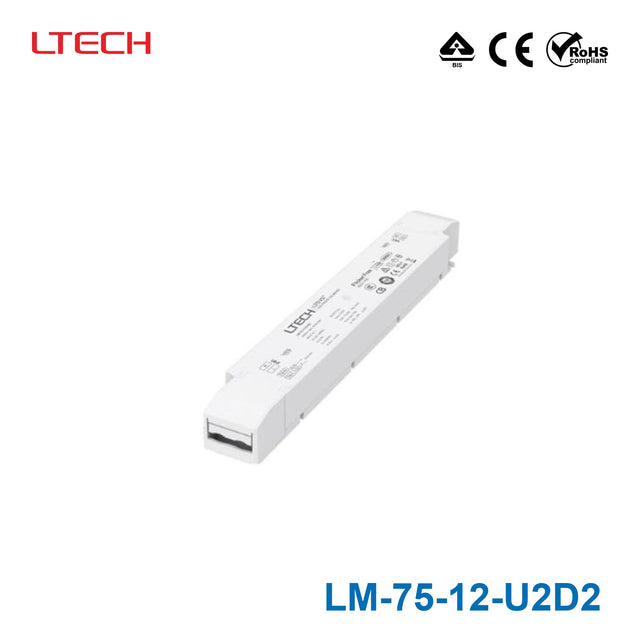 Ltech LM-75-12-U2D2 75W 12VDC CV DALI LED Driver 6.25A
