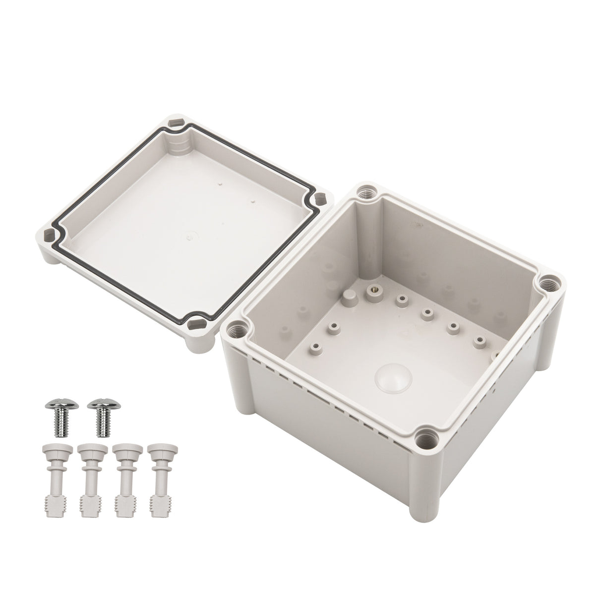 Boxco S-Series 7.48 x 7.48 x 5.12 Inches(190x190x130mm) Plastic Enclosure, IP67, IK08, ABS, Grey Cover, Screw Type - PHOTO 2