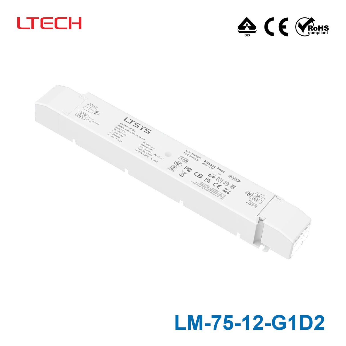 Ltech LM-75-12-G1D2 75W 12VDC CV DALI2 LED Driver