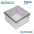 Boxco P-Series 11.81 x 11.81 x 5.91 Inches(300 x 300 x 150mm) Plastic Enclosure, IP67, IK08, ABS, Transparent Cover, Molded Hinge and Latch Type