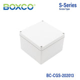 Boxco S-Series 7.87 x 7.87 x 5.12 Inches(200x200x130mm) Plastic Enclosure, IP67, IK08, PC, Grey Cover, Screw Type