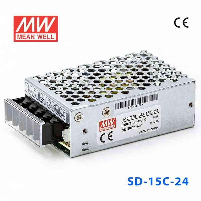 Mean Well SD-15C-24 DC-DC Converter - 15W - 36~72V in 24V out 625mA