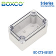 Boxco S-Series 3.15 x 5.12 x 2.76 Inches(80x130x70mm) Plastic Enclosure, IP67, IK08, PC, Transparent Cover, Screw Type