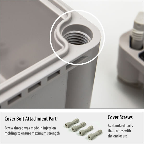 Boxco S-Series 11.02 x 13.39 x 5.12 Inches(280x340x130mm) Plastic Enclosure, IP67, IK08, ABS, Grey Cover, Screw Type - PHOTO 2