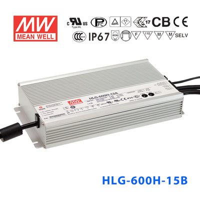Mean Well HLG-600H-15AB Power Supply 540W 15V - Adjustable and Dimmable 36A