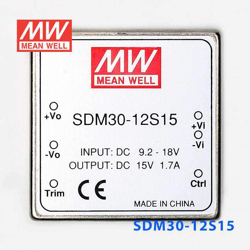 Mean Well SDM30-12S15 DC-DC Converter - 25.5W - 9.2~18V in 15V out - PHOTO 2