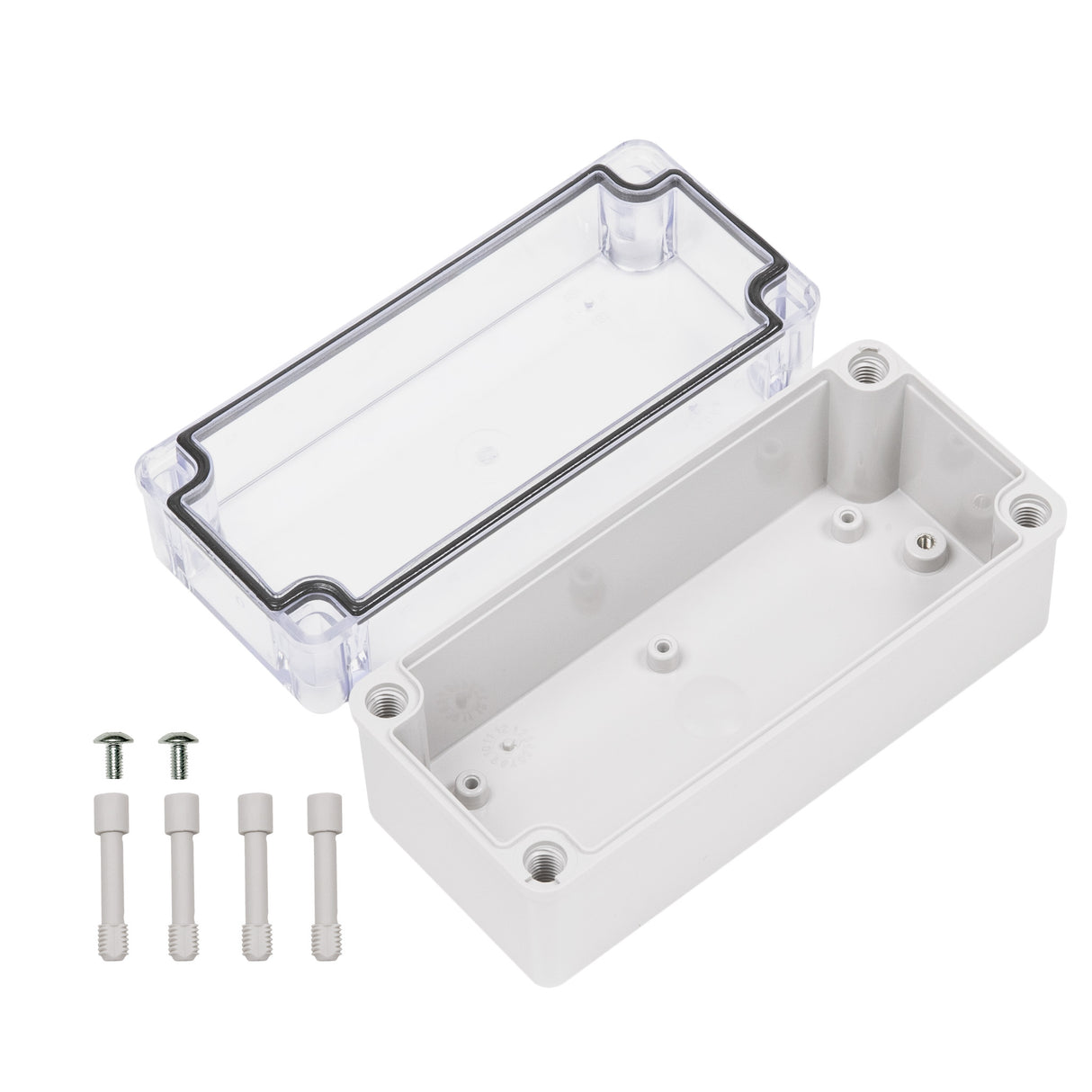 Boxco S-Series 3.15 x 6.3 x 3.35 Inches(80x160x85mm) Plastic Enclosure, IP67, IK08, PC, Transparent Cover, Screw Type - PHOTO 2