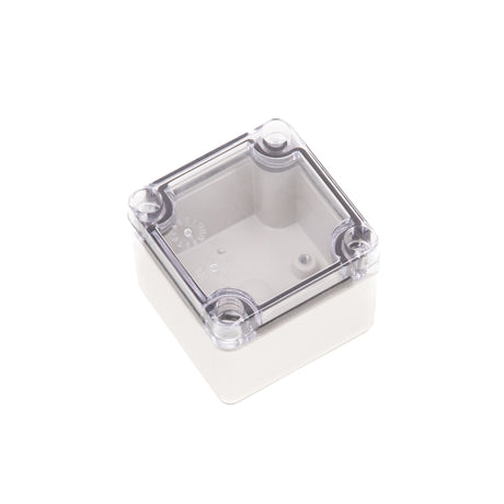 Boxco S-Series 3.15 x 3.15 x 2.36 Inches(80x80x60mm) Plastic Enclosure, IP67, IK08, ABS, Transparent Cover, Screw Type - PHOTO 1