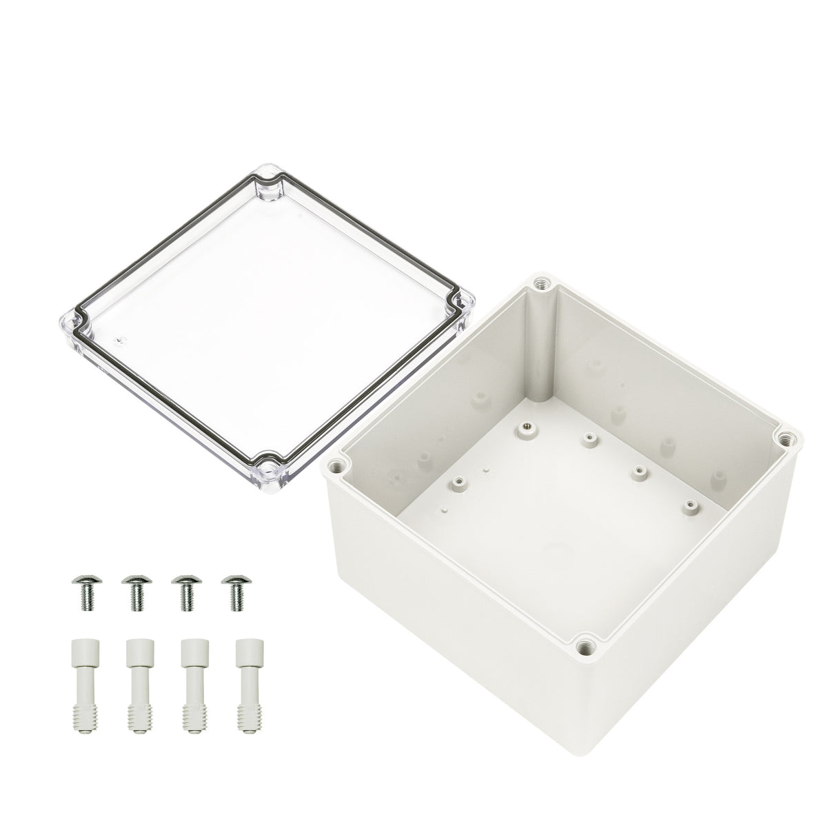 Boxco S-Series 7.87 x 7.87 x 5.12 Inches(200x200x130mm) Plastic Enclosure, IP67, IK08, PC, Transparent Cover, Screw Type - PHOTO 3