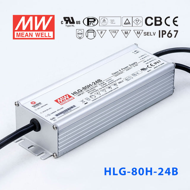 Mean Well HLG-80H-24AB Power Supply 80W 24V - Adjustable and Dimmable
