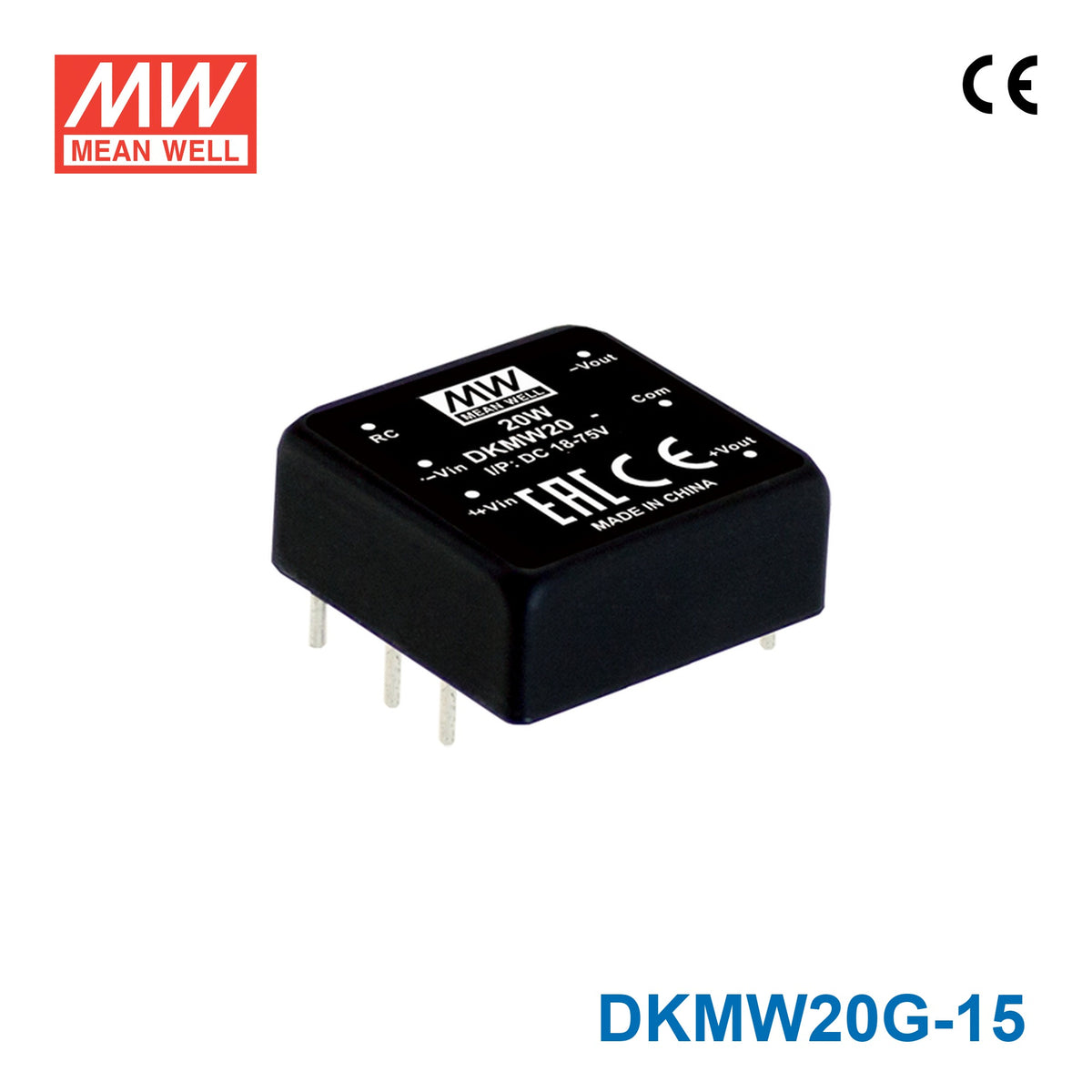 Mean Well DKMW20G-15 DC-DC Converter - 20W - 18~75V in ±15V out 660mA