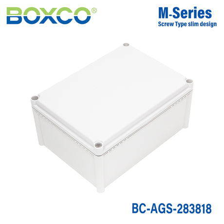 Boxco S-Series 11.02 x 14.96 x 7.09 Inches(280x380x180mm) Plastic Enclosure, IP67, IK08, ABS, Grey Cover, Screw Type