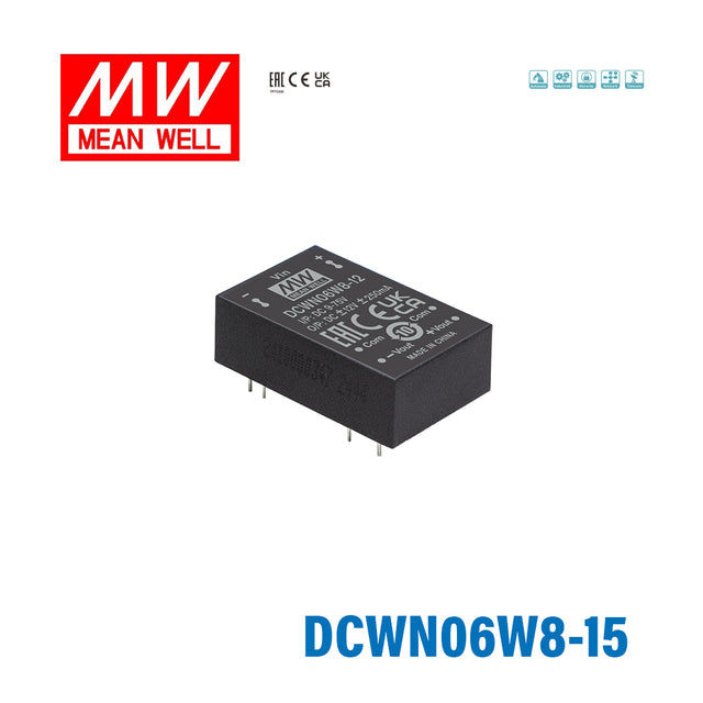 Mean Well DCWN06W8-15 DC-DC Converter - 6W 9~75V DC in ±15V out