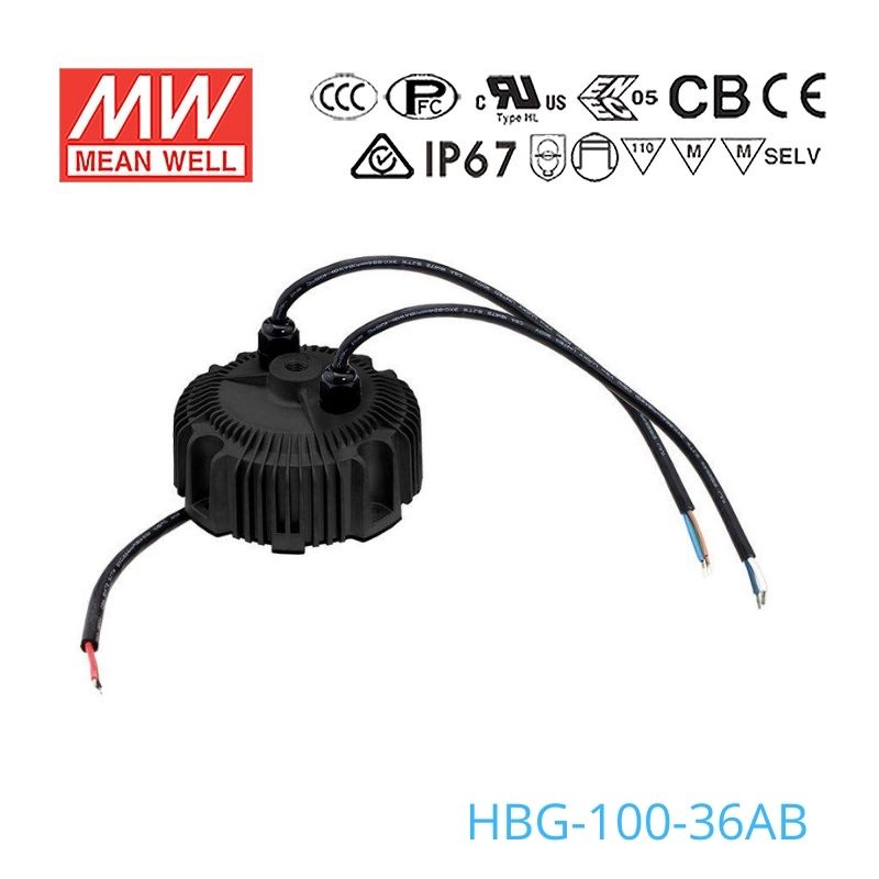 Mean Well HBG-100-36AB Power Supply 100W 36V - Adjustable and Dimmable