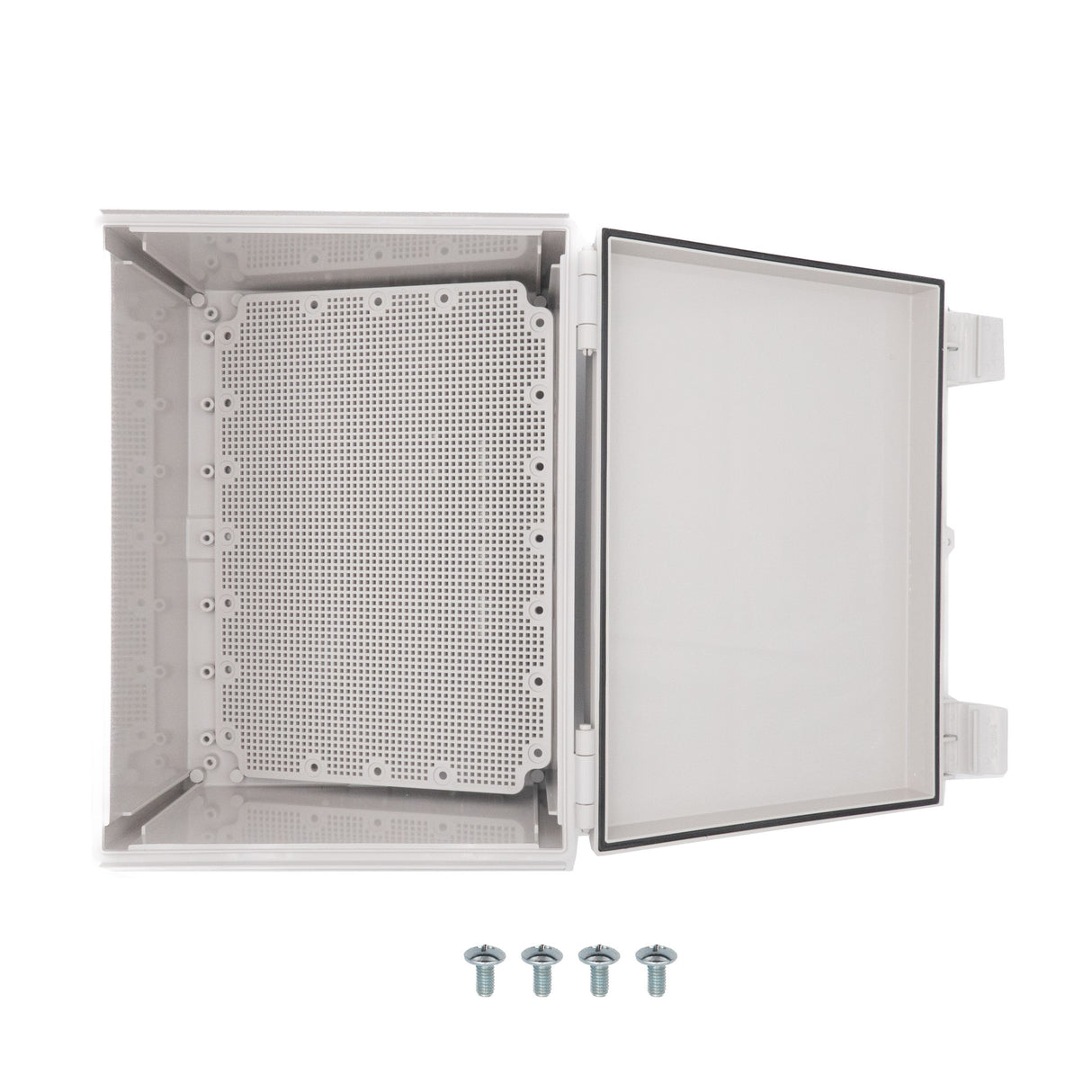 Boxco Q-Series 11.81 x 15.75 x 7.09 Inches(300 x 400 x 180mm) Plastic Enclosure, IP67, IK08, ABS, Grey Cover, Hinge Type with Plate - PHOTO 7