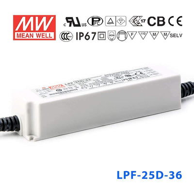Mean Well LPF-25D-36 Power Supply 25W 36V - Dimmable 700mA
