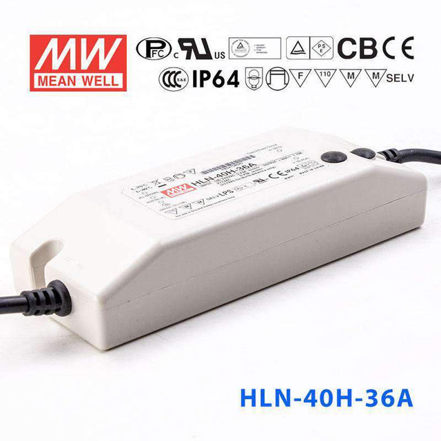 Mean Well HLN-40H-36A Power Supply 40W 36V - IP64, Adjustable