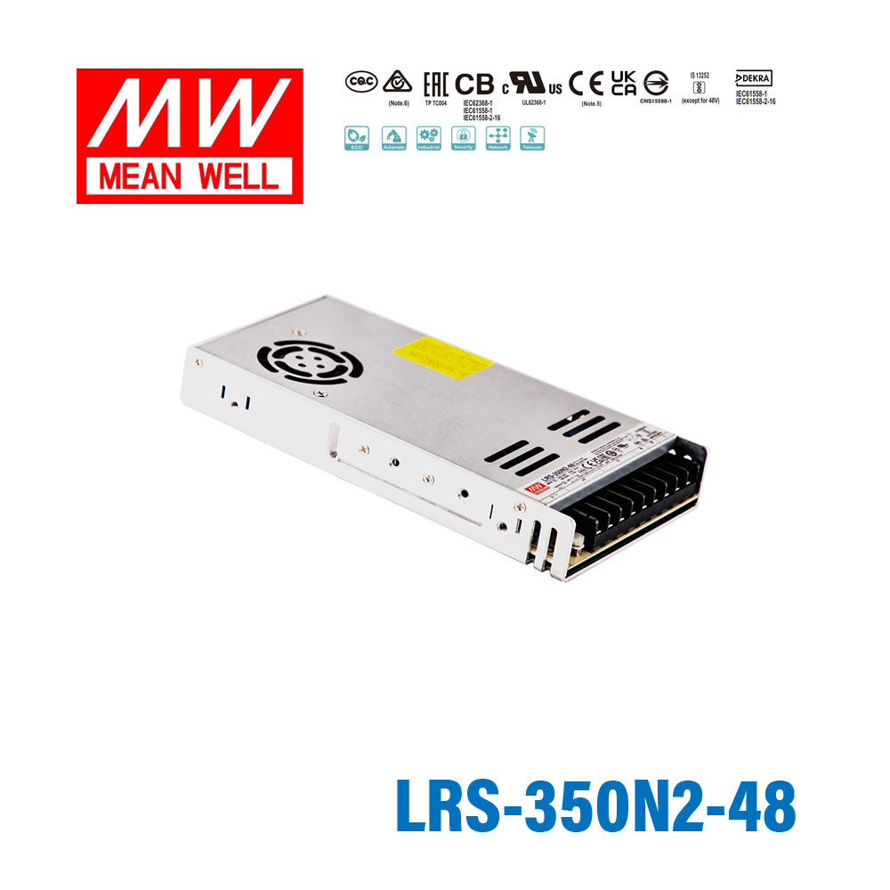 Mean Well LRS-350N2-48 Single Output High Peak Power Supply 350.4W 48V, 2 Times Peak Power