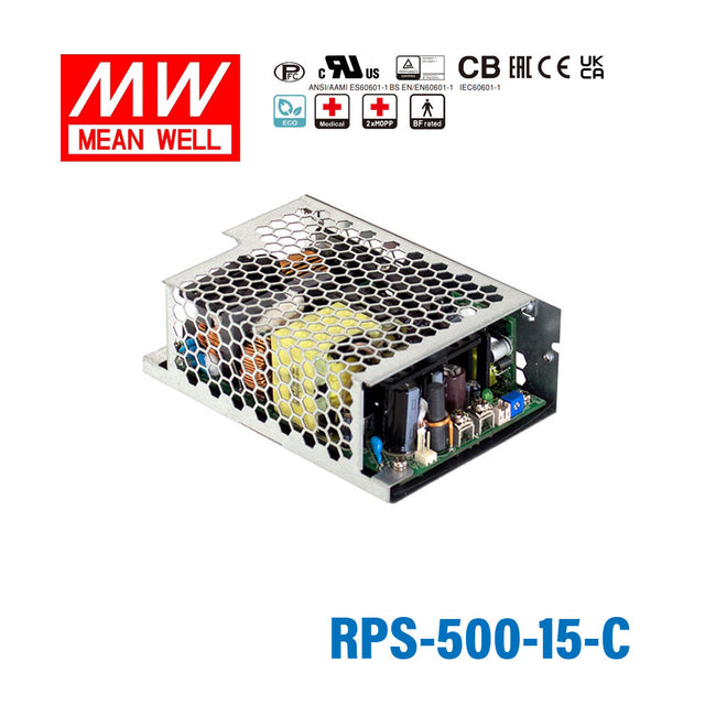 Mean Well RPS-500-15-C Green Power Supply W 15V 20.7A - Medical Power Supply