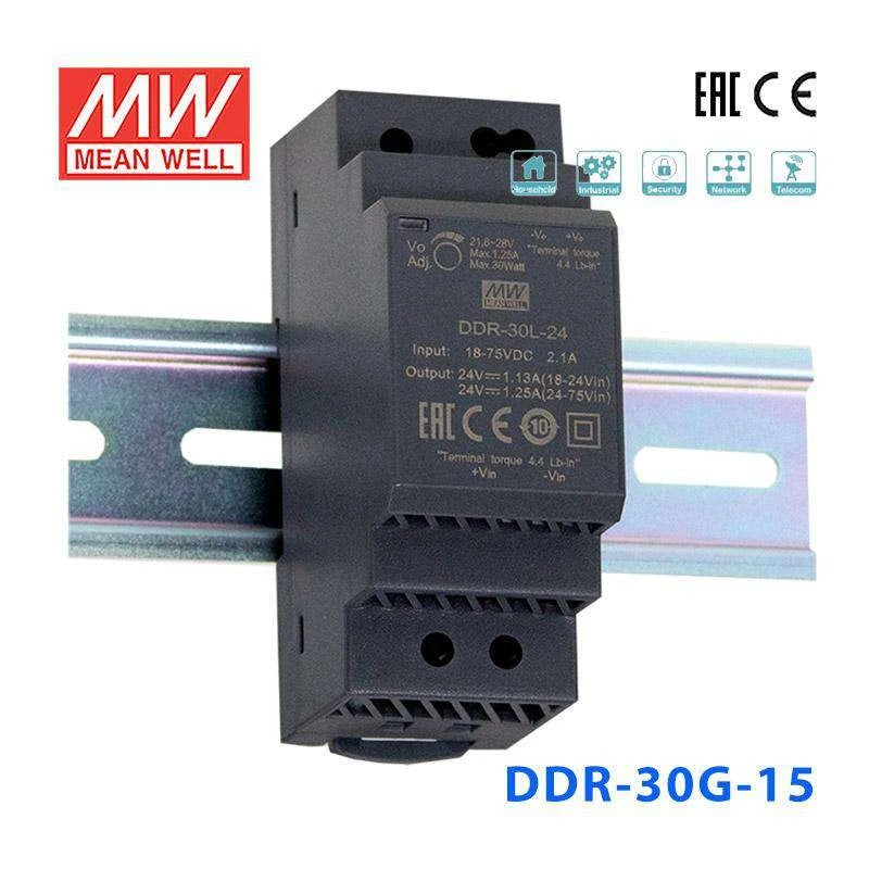 Mean Well DDR-30G-15 DC-DC Converter - 30W - 9~36V in 15V out 2A