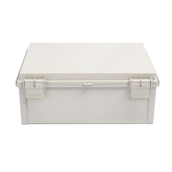 Boxco Q-Series 6.30 x 8.27 x 3.94 Inches(160 x 210 x 100mm) Plastic Enclosure, IP67, IK08, PC, Grey Cover, Plastic Hinge and Latch Type - PHOTO 1
