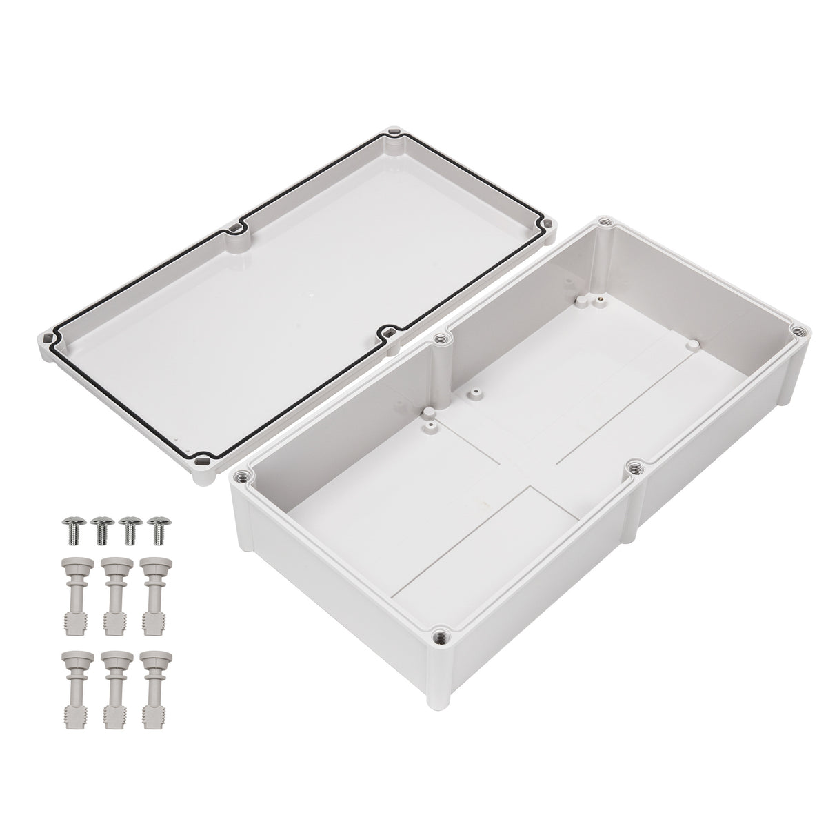 Boxco S-Series 11.02 x 22.05 x 5.12 Inches(280x560x130mm) Plastic Enclosure, IP67, IK08, PC, Grey Cover, Screw Type - PHOTO 2