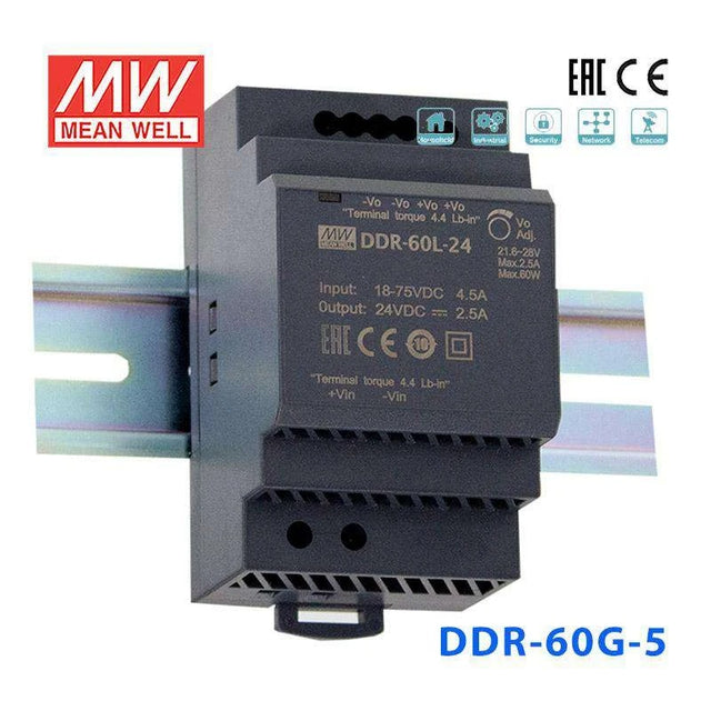 Mean Well DDR-60G-5 DC-DC Converter - 60W - 9~36V in 5V out