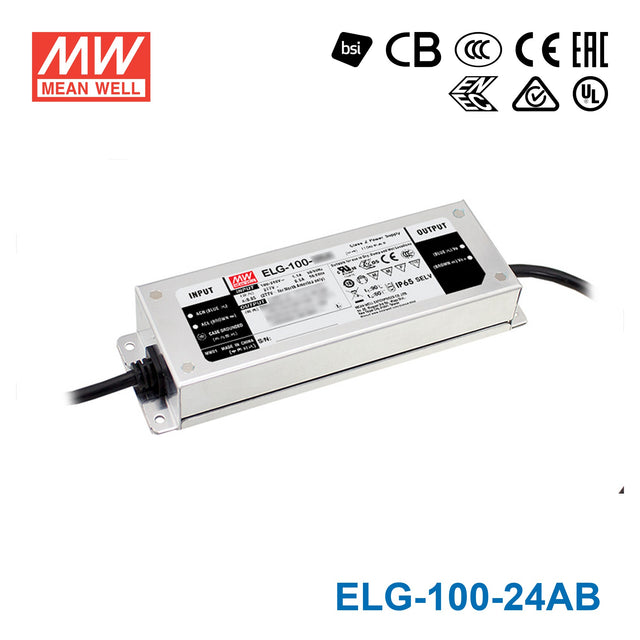 Mean Well ELG-100-24AB Power Supply 100W 24V - Adjustable and Dimmable 4A