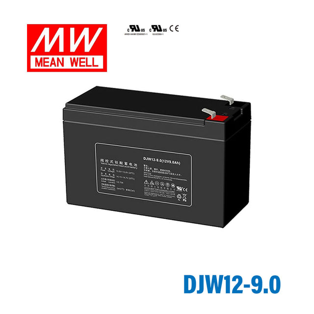 Mean Well DJW12-9.0 12-Volt, 9Ah, Sealed Lead Acid, Rechargeable Battery