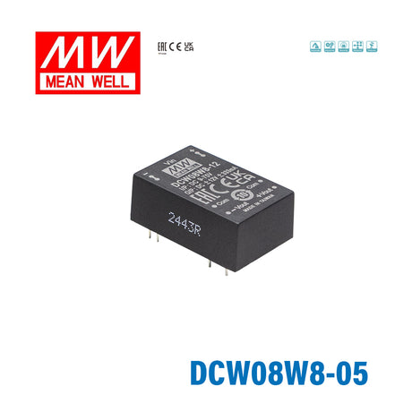 Mean Well DCW08W8-05 DC-DC Converter - 8W 9~75V DC in ±5V out 800mA