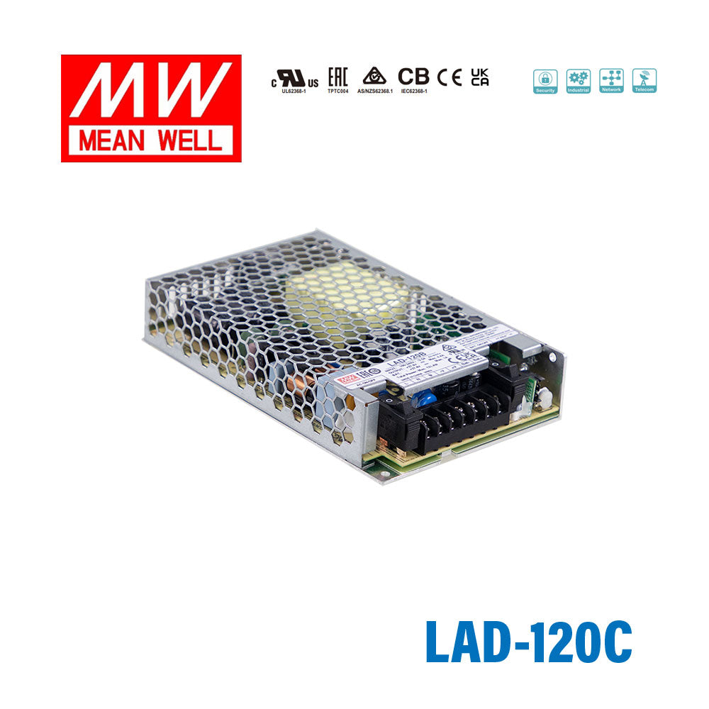 Mean Well LAD-120C Security/Fire Alarm PSU with Battery Charger/UPS, 120W, 41.5V