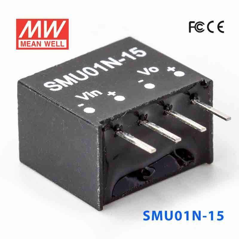 Mean Well SMU01N-15 DC-DC Converter - 1W - 21.6~26.4V in 15V out