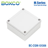 Boxco M-Series 5.12 x 5.12 x 2.36 Inches(130 x 130 x 60mm) Plastic Enclosure, IP67, IK08, PC, Grey Cover, Screw Type