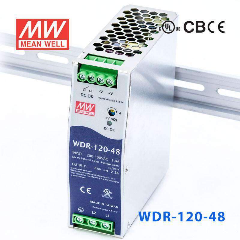 Mean Well WDR-120-48 Single Output Industrial Power Supply 120W 48V - DIN Rail