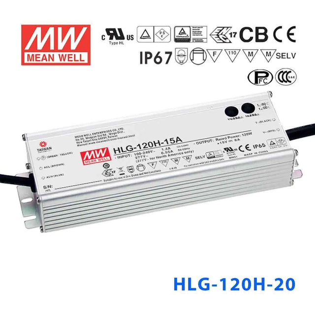 Mean Well HLG-120H-20 Power Supply 120W 20V 6A