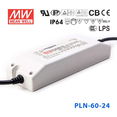 Mean Well PLN-60-24 Power Supply 60W 24V - IP64 2.5A