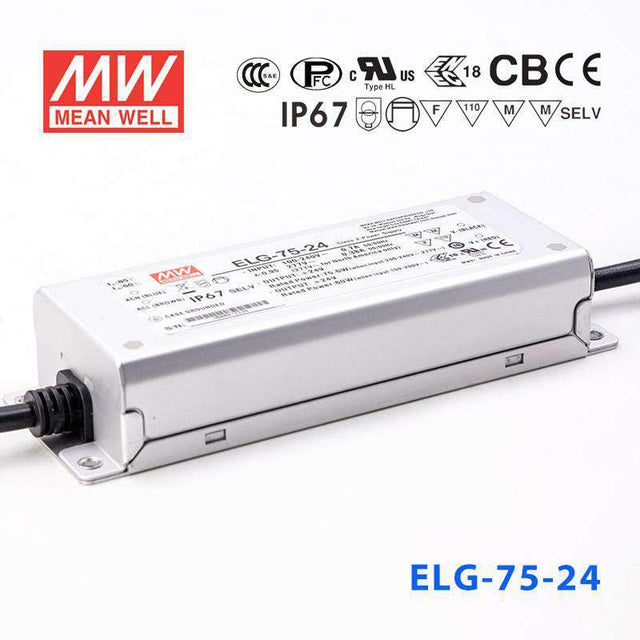 Mean Well ELG-75-24AB Power Supply 75W 24V - Adjustable and Dimmable 3.15A